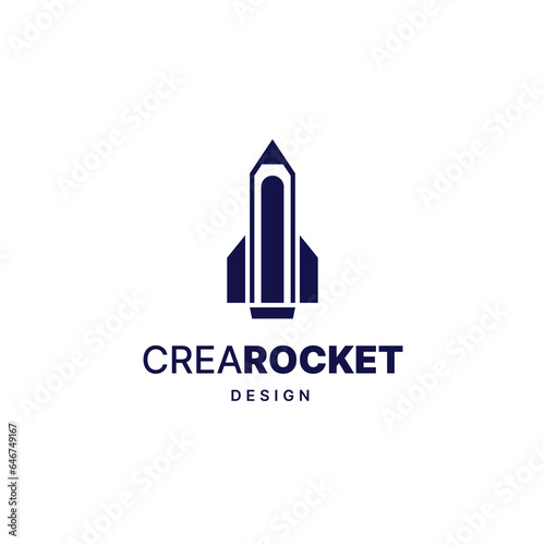 Pencil rocket launch logo vector - Icon illustration