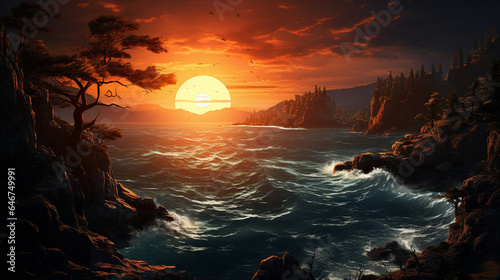 sunset over the sea UHD wallpaper Stock Photographic Image  © Ahmad