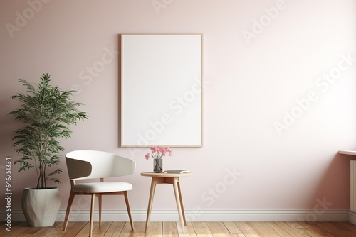 Modern Aesthetic Interior Design with Small Blank Poster Created with Generative AI