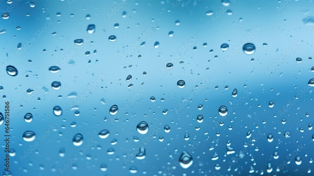 Water drops on the glass. Composition in blue tones Water drops on the glass. Composition in blue tones