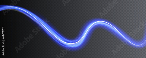 Luminous blue lines png of speed. Light glowing effect png. Abstract motion lines