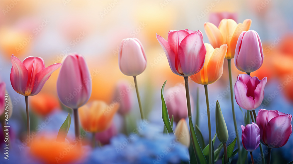Beautiful spring flowers tulips