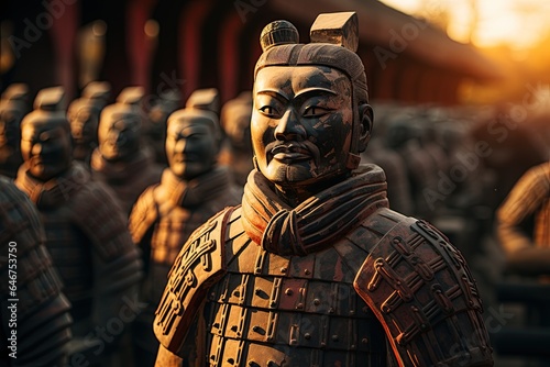 Fototapete Terracotta Army: Rows of terracotta soldiers guarding the tomb of China's first emperor