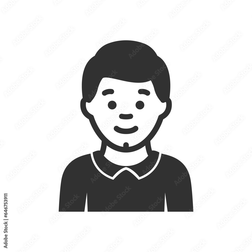 Man in a shirt avatar icon. Monochrome black and white symbol