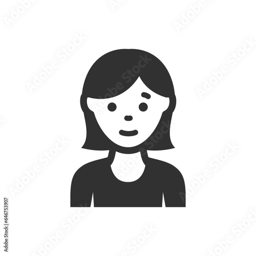 Woman with a bob haircut icon. Monochrome black and white symbol