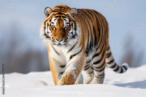 beautiful tiger in snow, banner