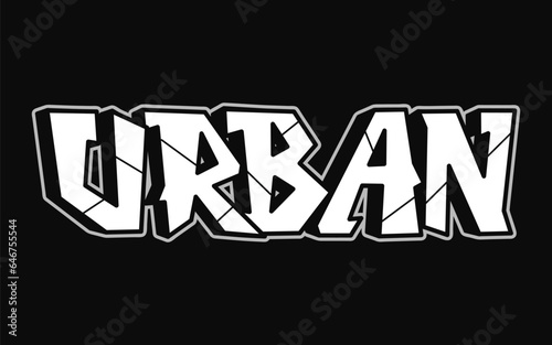 Urban - single word, letters graffiti style. Vector hand drawn logo. Funny cool trippy word Urban, fashion, graffiti style print t-shirt, poster concept