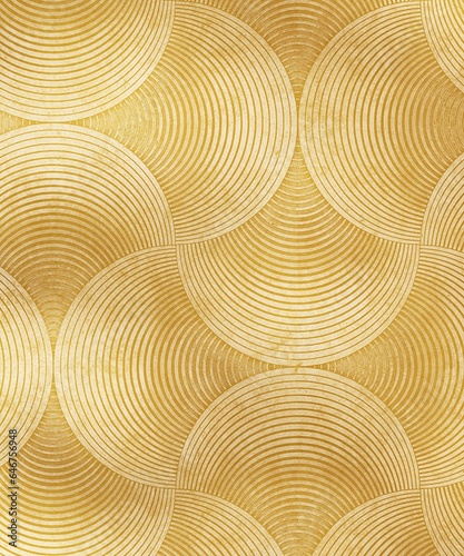 Abstract gold circular pattern overlapping painting mural with gradient for Asian, zen interior design decoration product template background 3D © Sue Tansirimas