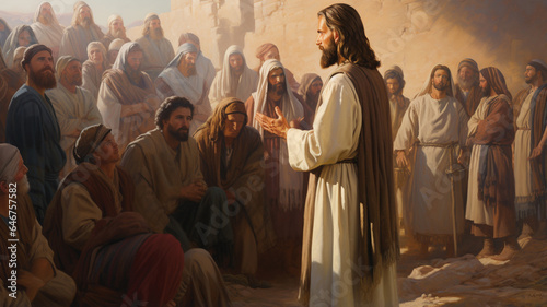 jesus christ in front of his group
