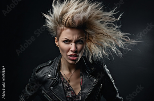 young woman angry with punk face