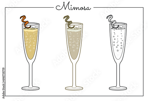 Alcohol drinks line art illustration. Vector illustration Mimoza