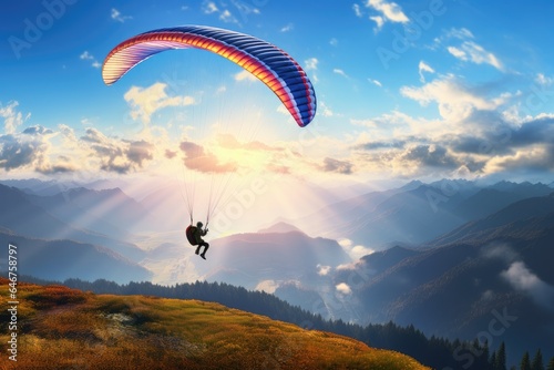 paraglider fly in beautiful mountain landscape