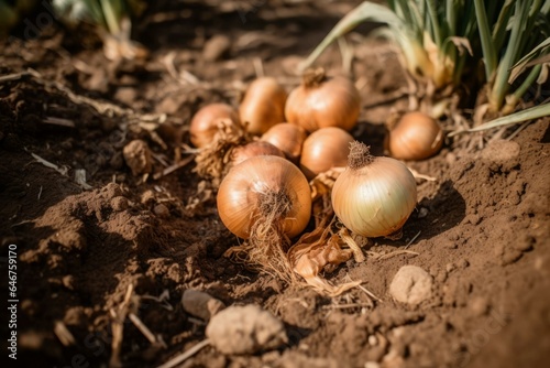 Onion soil plant. Generate Ai