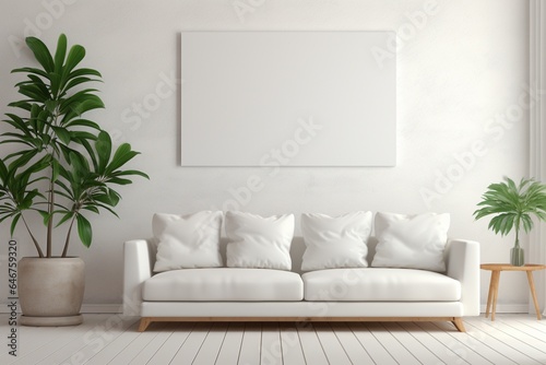 Modern Aesthetic Interior Design with Small Blank Poster Created with Generative AI