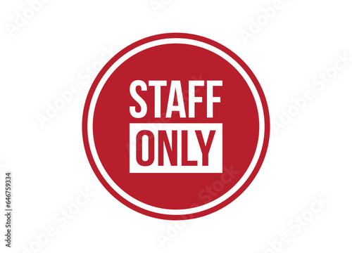 staff only red vector banner illustration isolated on white background