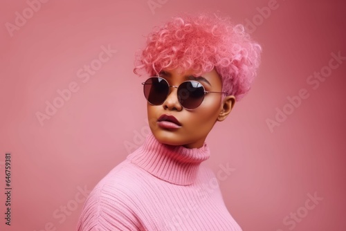 Pink fashion trendy woman. Generate Ai