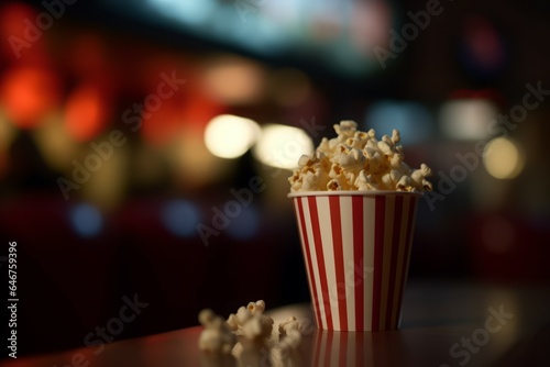 Popcorn movie snack blurred. Generate Ai
