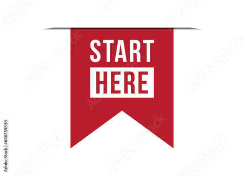 start here red banner design vector illustration