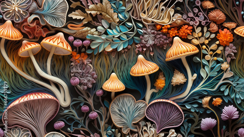 abstract mushrooms three-dimensional background 3d sculptural fantasy dream