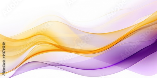 Free flowing waves in tones of gold and purple on white background. Minimalist elegant lines.