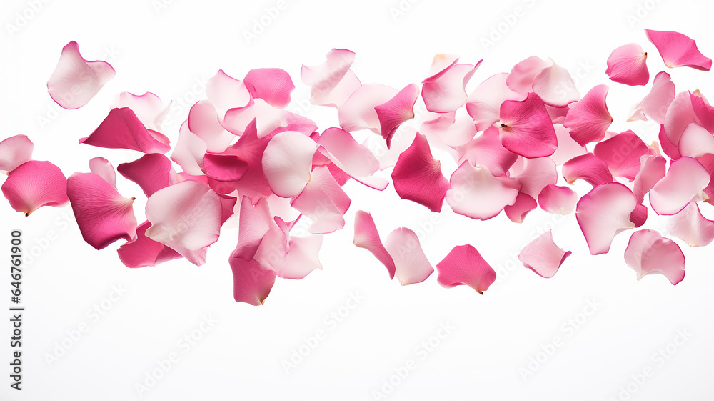 falling rose petals on a white background isolated falling rose petals on a white background isolated