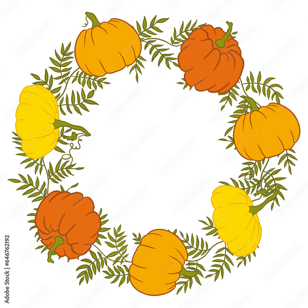 Fototapeta premium Cute Pumpkins Wreath