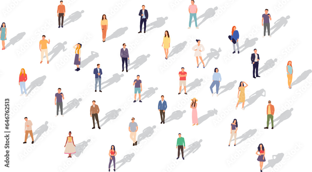 people with shadow on white background vector