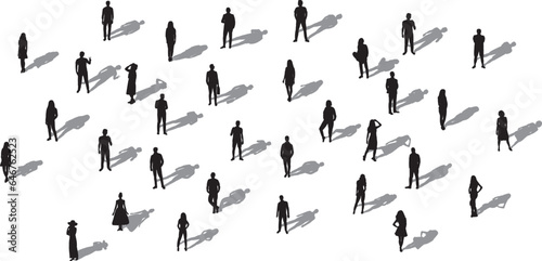 silhouette of people with shadow on white background vector