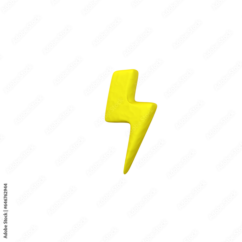 3d illustration. cartoon bolt lighting thunder icon, symbol of energy, danger and power, Modern trendy design in plasticine, polymer clay, clay doh, play doh texture sign symbol. 3d illustration. cartoon bolt lighting thunder icon, symbol of energy, danger and power, Modern trendy design in plasticine, polymer clay, clay doh, play doh texture sign symbol.