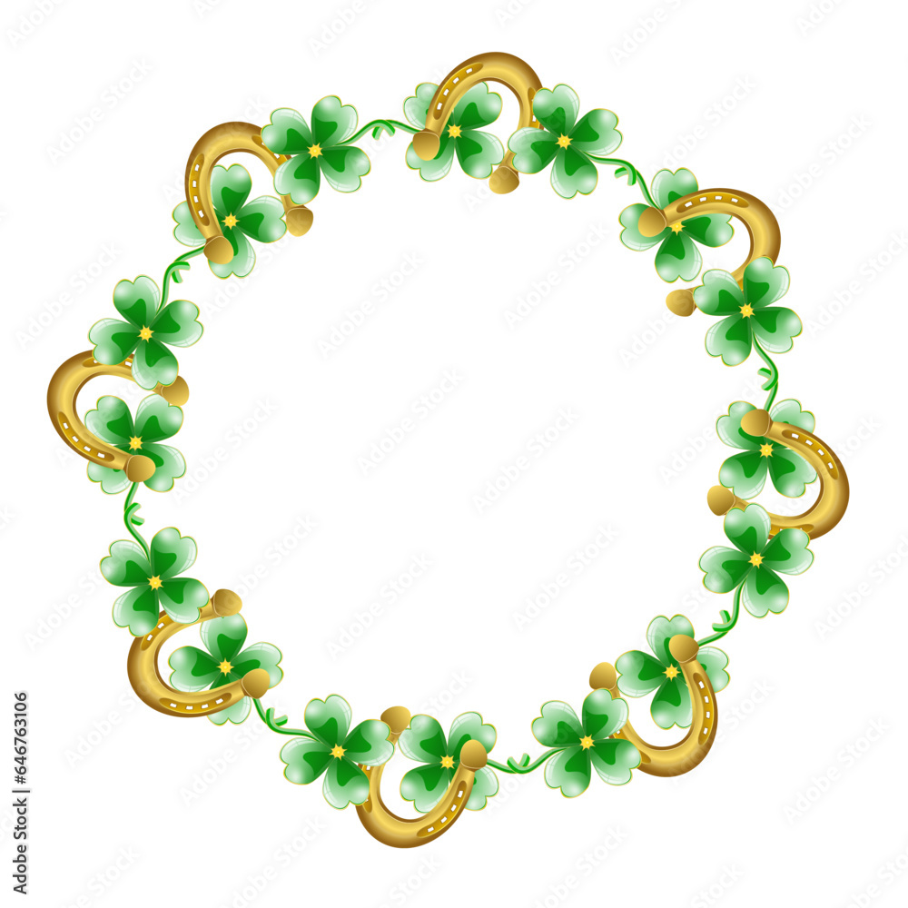 clover leaves and horseshoe holiday round frame clover leaves and horseshoe holiday round frame