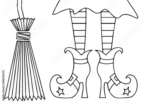 Halloween themed coloring pages for preschoolers. Isolated vector illustration for t shirt design, poster, tote bag, mug etc.
