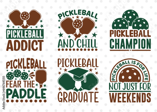 Fototapeta Naklejka Na Ścianę i Meble -  Pickleball SVG Bundle, Pickleball Player Svg, Pickleball Game Svg, Pickleball Saying Svg, Pickleball Quotes, Pickleball Cutting File