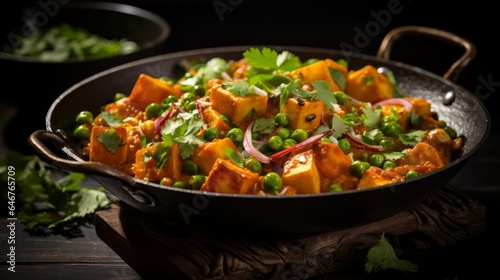 Delicious Matar Paneer with Indian cottage cheese aka Paneer and peas cooked in a spicy and flavorsome curry © HansJoachim