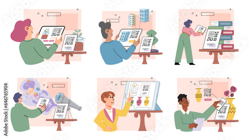 Cashless payment. Vector illustration. Mobile cashless payments offer convenience for splitting bills or making peer-to-peer transfers Online payment platforms often offer buyer protection and dispute