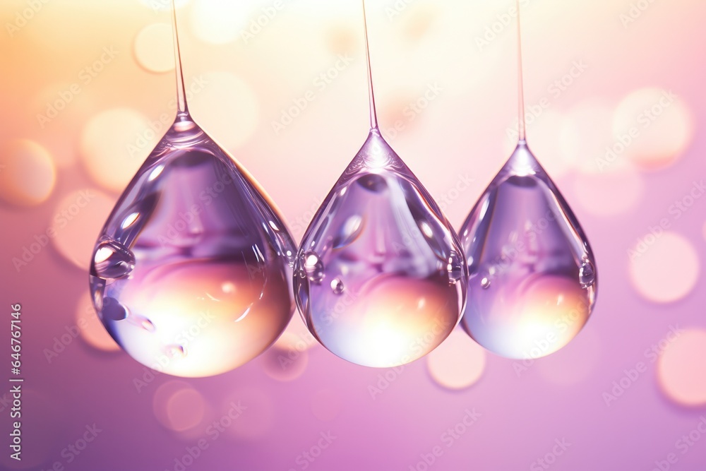 Three water droplets suspended from a string Three water droplets suspended from a string
