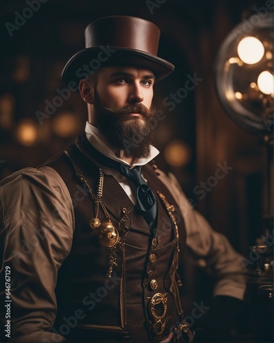 portrait of a steampunk military gentleman