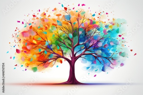 A vibrant and lush tree with an abundance of colorful leaves