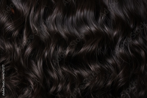 The texture of black curly hair, close-up.
