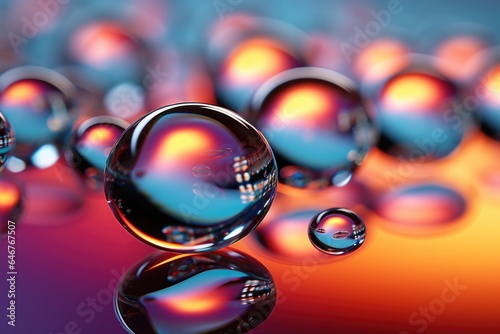 Water droplets floating on a table surface