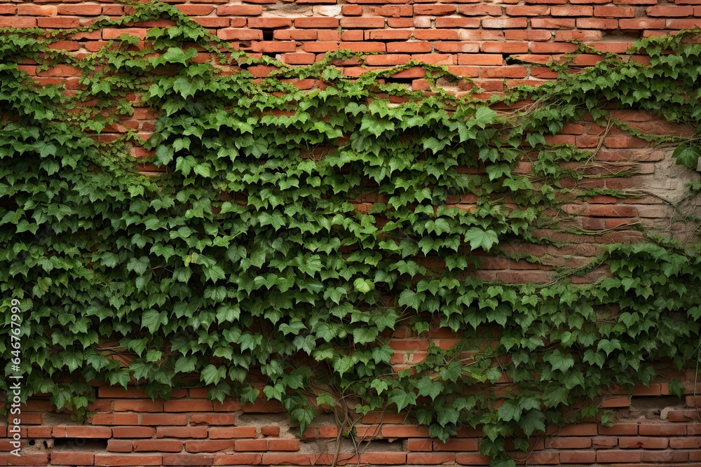 Ivy adorning aged wall. Rustic elegance. Green leaf on weathered brick. Botanical beauty. Nature touch on vintage architecture Ivy adorning aged wall. Rustic elegance. Green leaf on weathered brick. Botanical beauty. Nature touch on vintage architecture