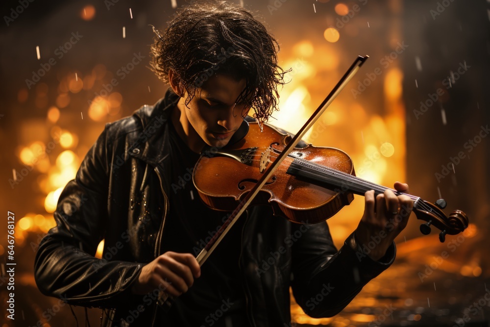 Fototapeta premium Violinist plays the violin