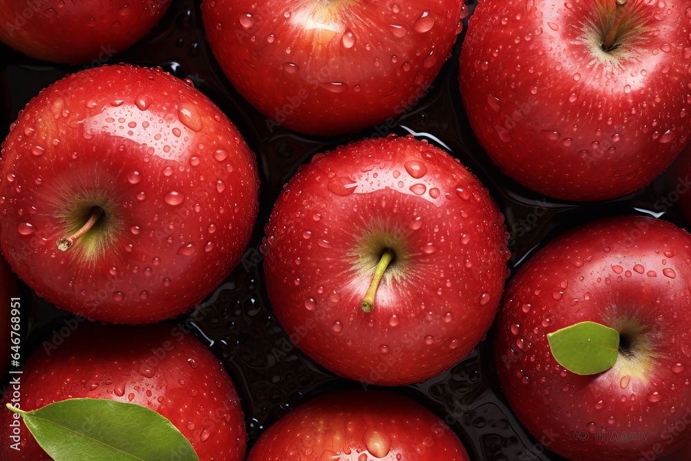 Fresh Red Apples With Water Drops Background Fresh Red Apples With Water Drops Background