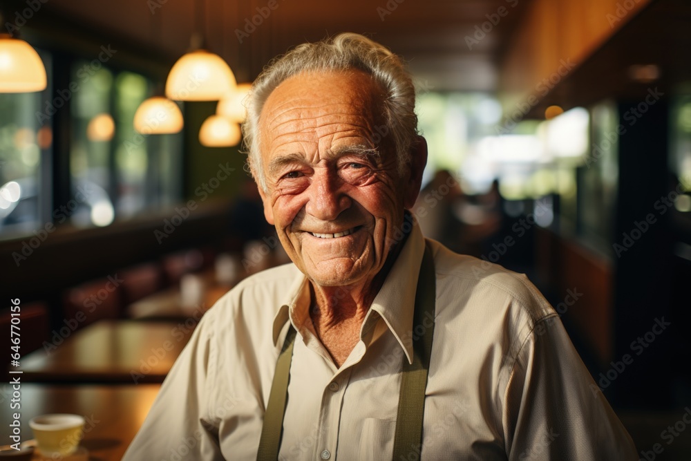 Portrait of an elderly man in a cafe Portrait of an elderly man in a cafe