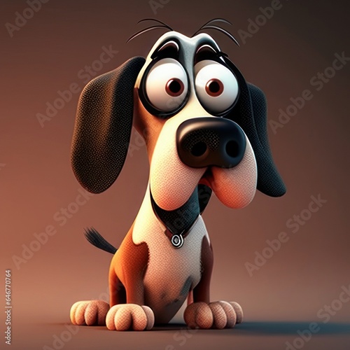 funny cartoon 3D dog, model of a dog from a cartoon