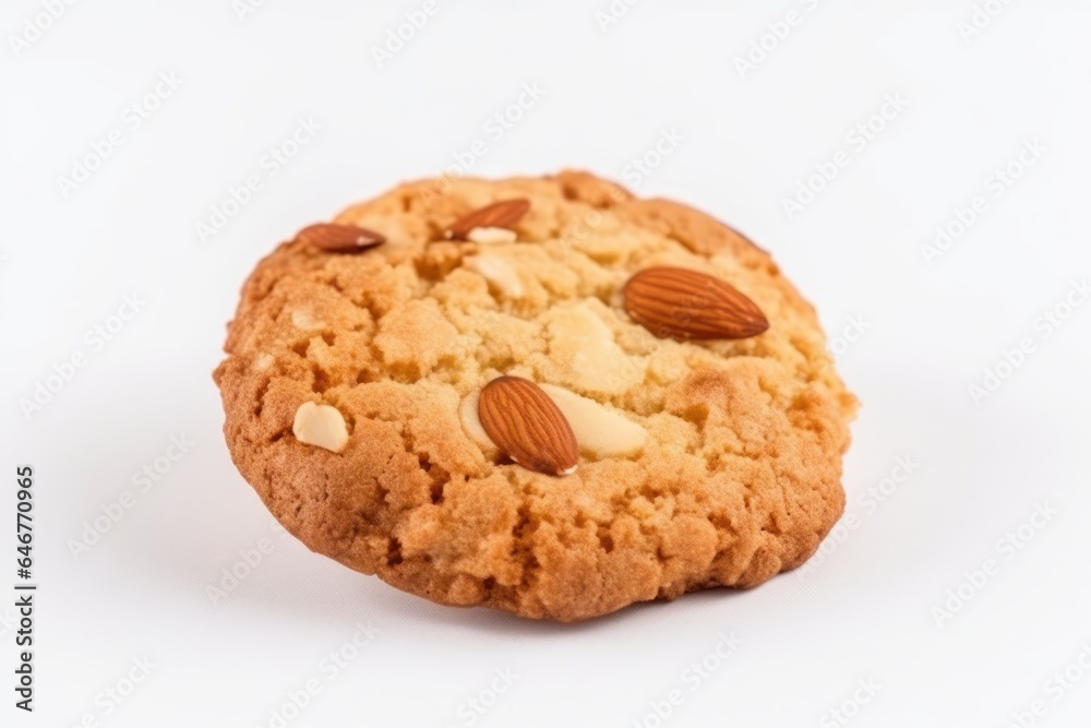 Almond cookie on white background. Generative AI Almond cookie on white background. Generative AI