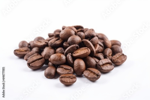 Brown coffee beans isolated on white background. Generative AI