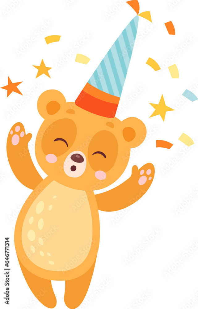Obraz premium Bear Celebrating Birthday