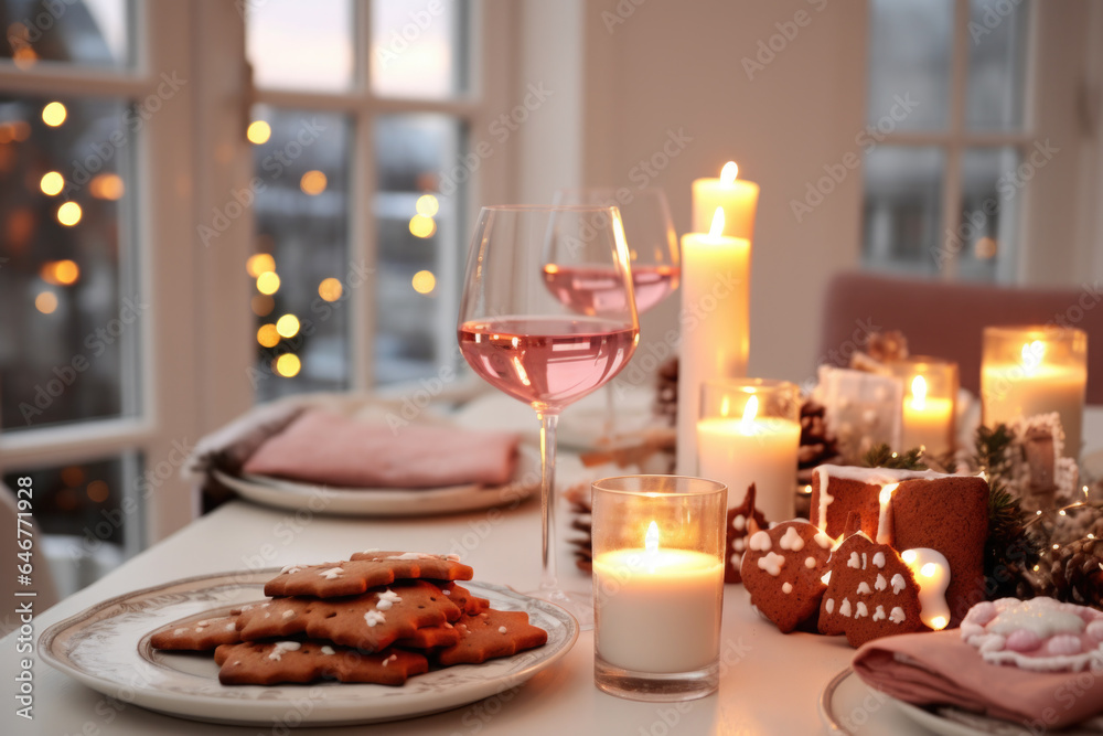  Christmas luxury table decoration with Christmas cookies