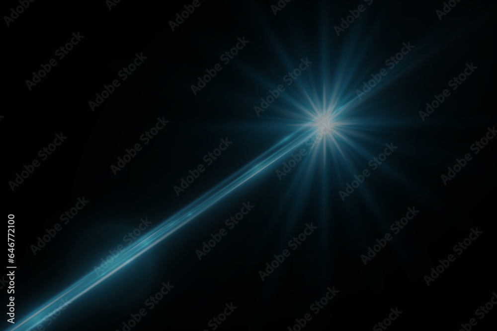 Sun rays with lens flares. Flash of light explosion of glare. 