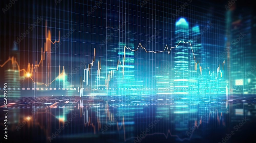 Market Price Analysis. Concept of Blue Digital Graph Chart on LED Display for Stock Market Daily Market Price Analysis. Concept of Blue Digital Graph Chart on LED Display for Stock Market Daily